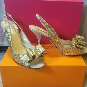 Sling Back Open Toed Bow Heels - Charm